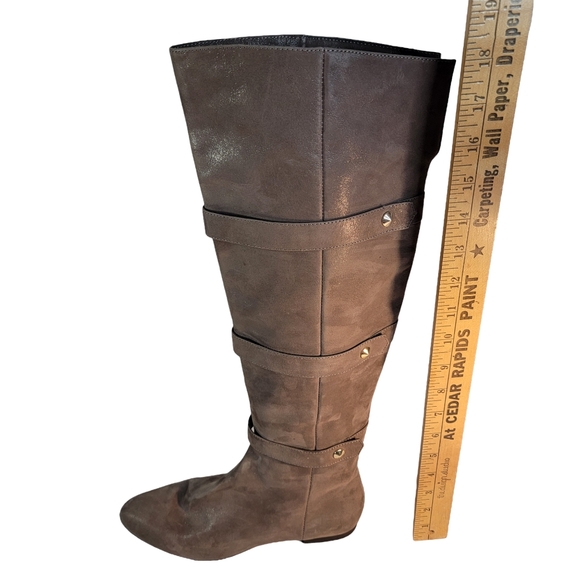 Isola Adora Carbon Brown Metallic Leather Knee High Cuffed Fashion Boot Size 7.5 - Picture 14 of 14